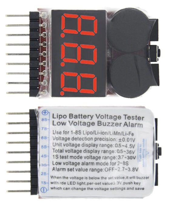 1-8S Low Lipo Battery Voltage Tester Indicator Buzzer
